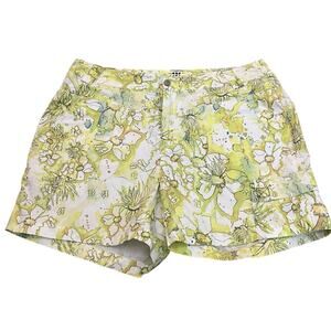 Title Nine Womens Brash Cargo Shorts 12 Floral Watercolor Print White Multi